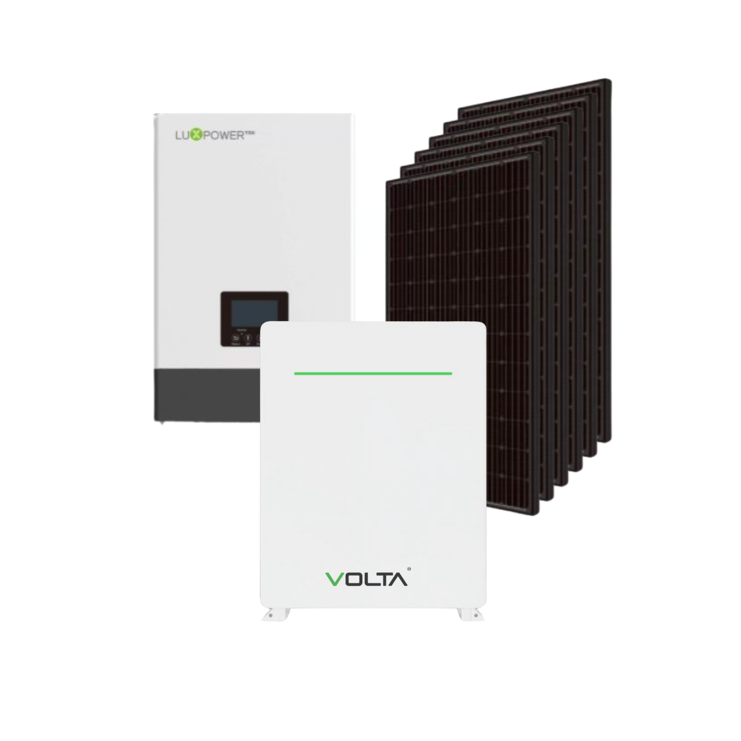 Solar Installation Services 35 5KVALuxPowerHybridInverterLoadSheddingCombo_VoltaLithiumBatteryStage1_5.12kWh_560WMonoCrystalSolarPanels